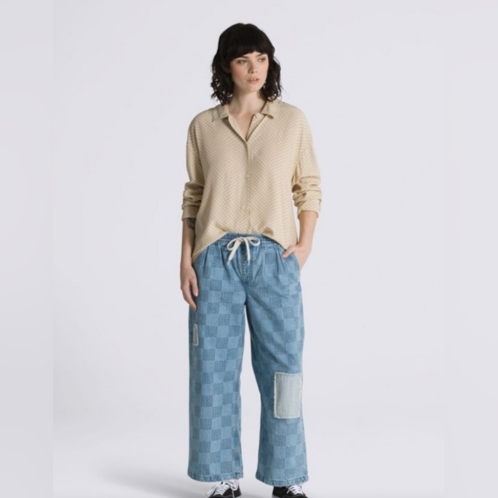 Vans Range Cropped Mended Check Denim *NWT*